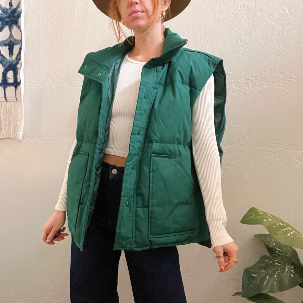 Vintage Oversized Green Down Utility/Work Wear Puffer Jacket